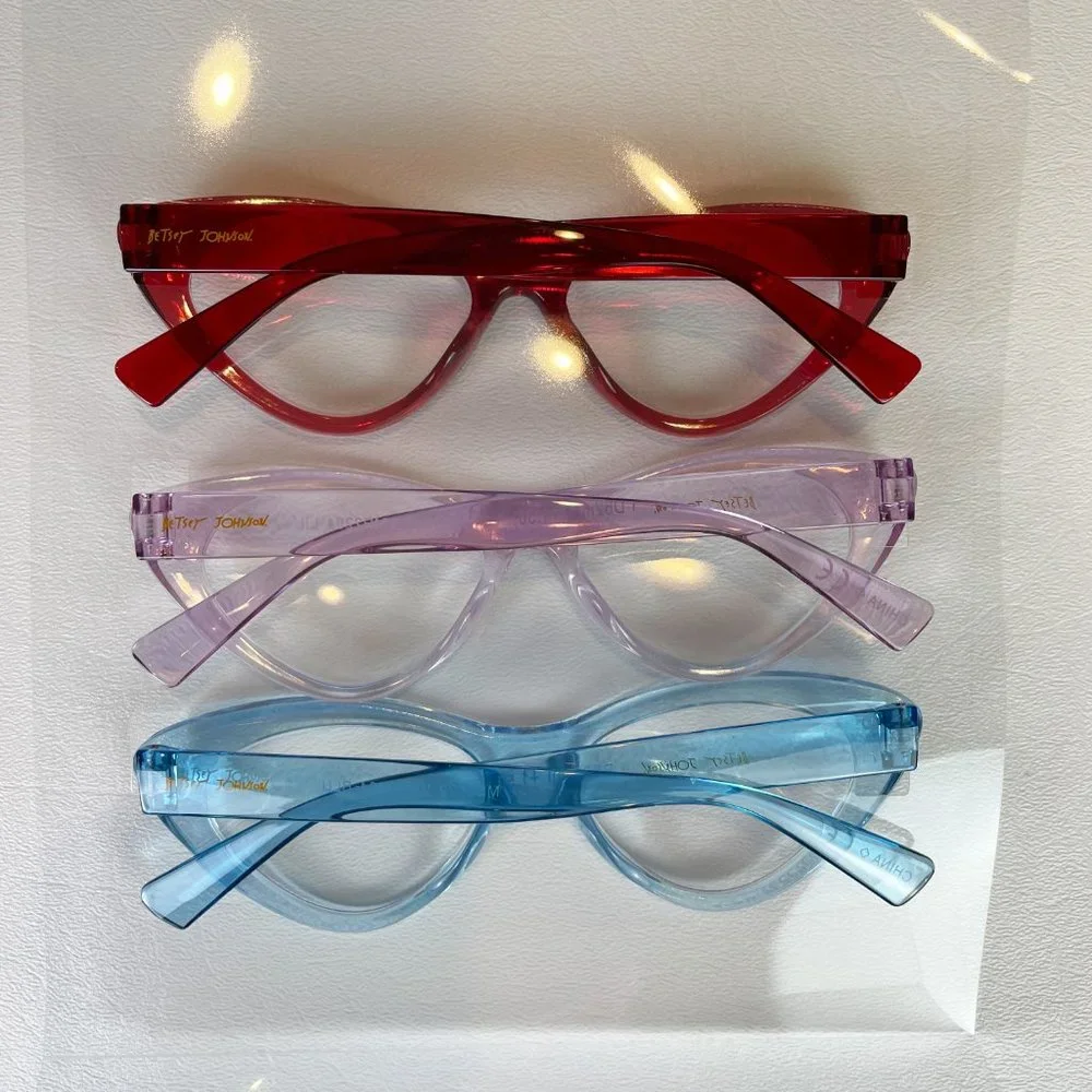 Betsey Johnson +1.50 Reading Glasses Blue Purple Red Cat Eye